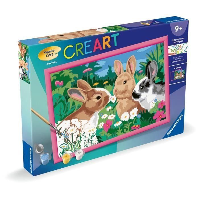 CreArt Kids - Conejos en el prado (31 x 21 cm), kit de pintura por números, a partir de 9 años, 25847, Ravensburger 4 CreArt Kids - Conejos en el prado (31 x 21 cm), kit de pintura por números, a partir de 9 años, 25847, Ravensburger 4