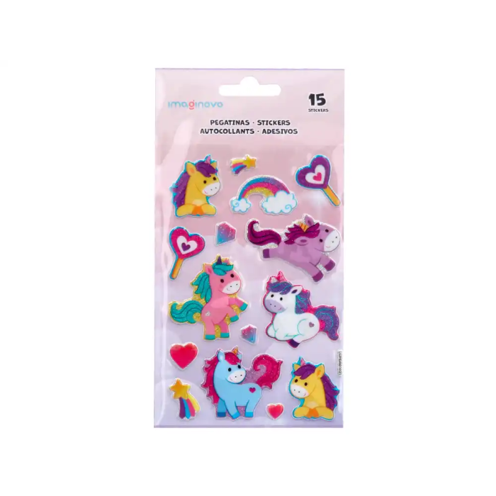 Imaginovo Pegatinas Unicornios Magic Dreams con Brillo y Relieve 190x105 mm 1
