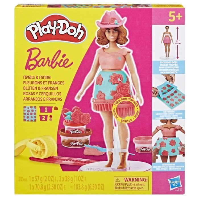 Play-Doh HASG13605X0 Set de Arcilla para Modelar Barbie Florets and Fringes