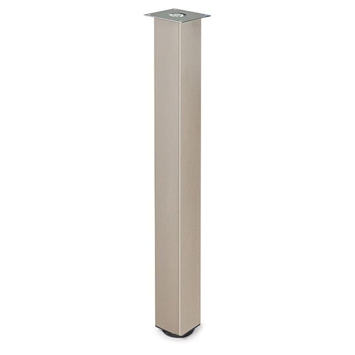 Herrajes Alk Rigo 60X60-710 - Juego de 4 Patas Regulables para Mesa Fija, Níquel Satinado