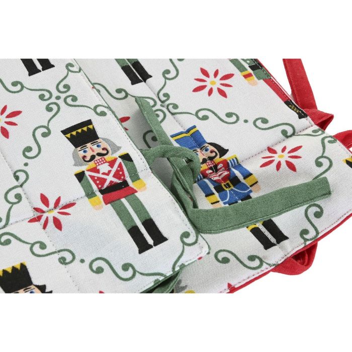 DKD Home Decor Cesta Navidad Moderna Cascanueces Algodón Rojo Verde Blanco Beige 30x30x8 cm (2 Unidades) 1