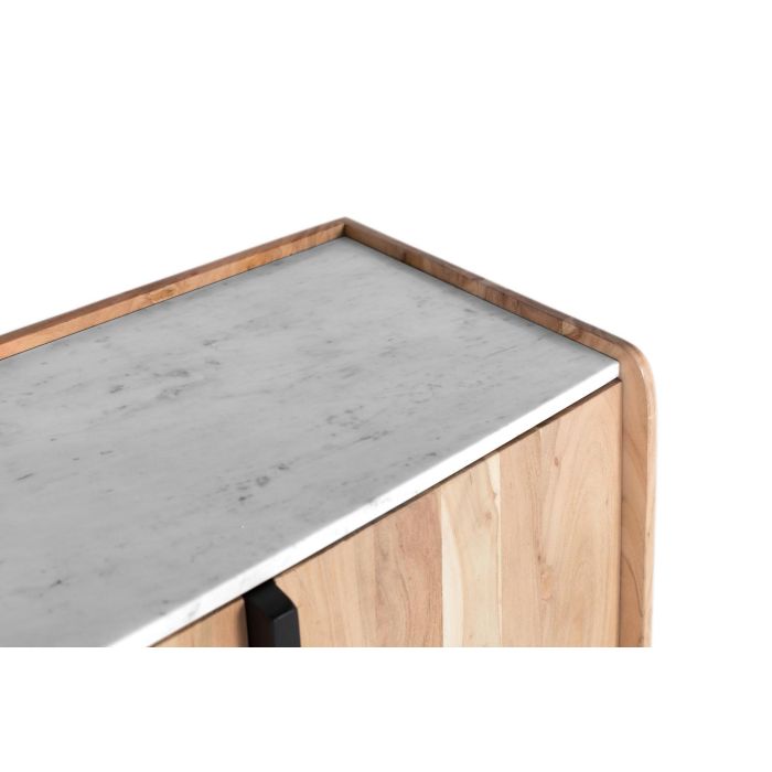 GINER Y COLOMER Aparador Contemporáneo de Acacia con Tapa de Mármol Blanco 3