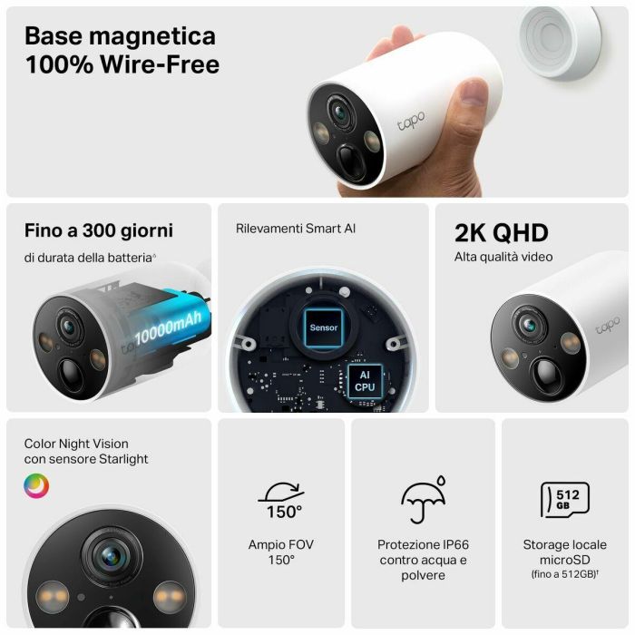 TP-Link Tapo C425 Cámara de Seguridad IP Exterior Inalámbrica WiFi 4MP 2K Batería 10000mAh Visión Nocturna Audio 2 Vías IP66 11 TP-Link Tapo C425 Cámara de Seguridad IP Exterior Inalámbrica WiFi 4MP 2K Batería 10000mAh Visión Nocturna Audio 2 Vías IP66 11