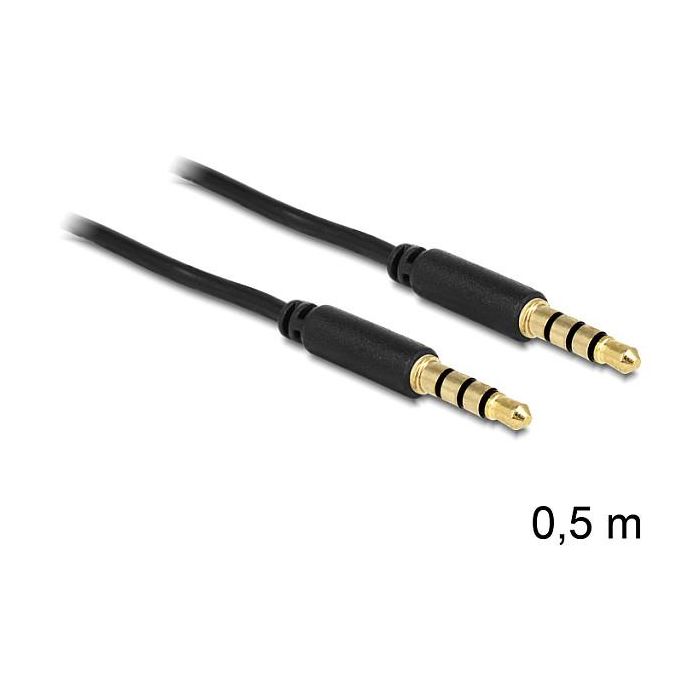 DeLOCK Cable de Audio 3.5mm Macho a Macho 0.5 Metros, 3.5mm a 3.5mm Jack de Oro, Color Negro 0 DeLOCK Cable de Audio 3.5mm Macho a Macho 0.5 Metros, 3.5mm a 3.5mm Jack de Oro, Color Negro 0