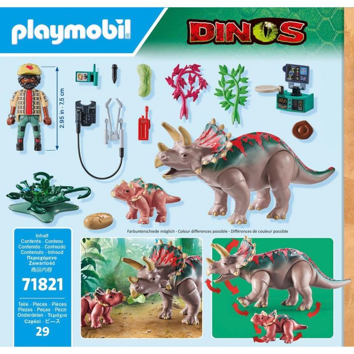 PLAYMOBIL 71821 Triceratops con Bebé y Explorador, Dinosaurios, 29 piezas, Edades 4+ 4 PLAYMOBIL 71821 Triceratops con Bebé y Explorador, Dinosaurios, 29 piezas, Edades 4+ 4