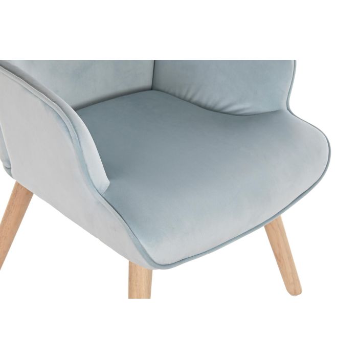 DKD Home Decor Butaca Scandi Azul Celeste y Natural, Patas de Madera, Asiento de Poliéster, Desmontable. 75x96x67 cm, Altura Asiento 40 cm. 1