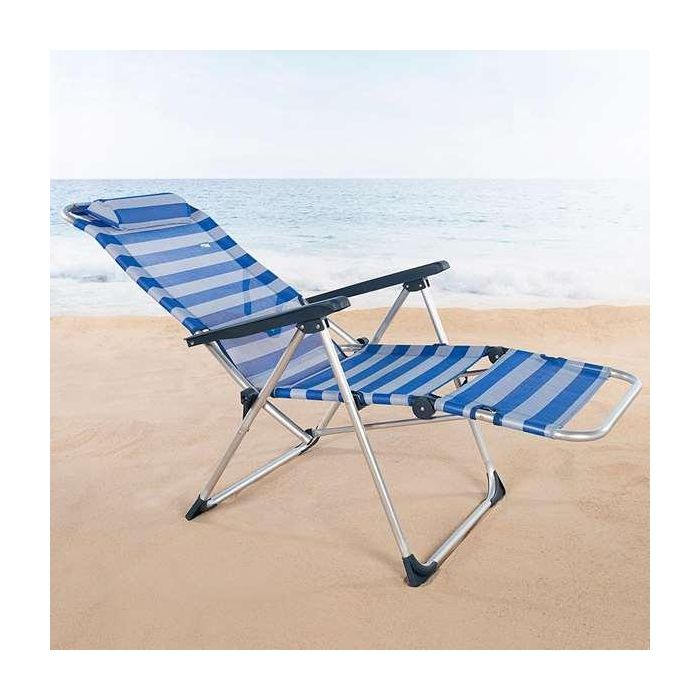 Tumbona de playa reclinable aluminio con cojín aktive 149x49x78/116 cm 6 Tumbona de playa reclinable aluminio con cojín aktive 149x49x78/116 cm 6