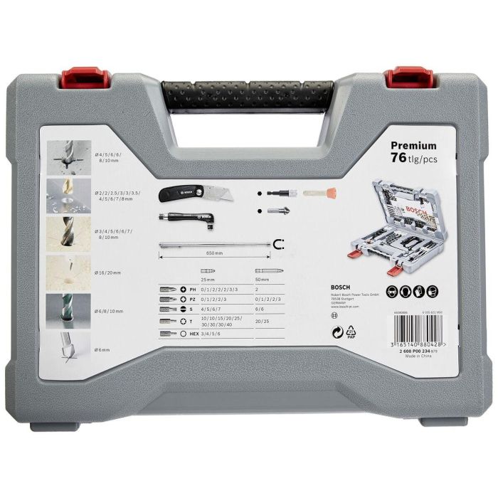 Bosch Juego Premium de Brocas y Puntas 76 piezas para Taladrar y Atornillar Madera, Metal y Hormigón, Brocas Titanio 2