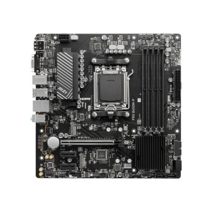 MSI 911-7E27-001 PRO B650M-P Placa Base mATX AMD AM5, Chipset B650, 4x DDR5 192GB, HDMI+DP+VGA, 7x USB 3.2
