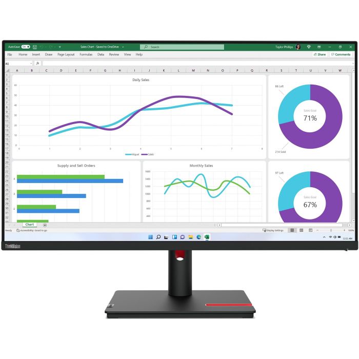Lenovo T32h-30 ThinkVision Monitor 31.5" QHD IPS HDMI DisplayPort USB-C/Dock Negro 4