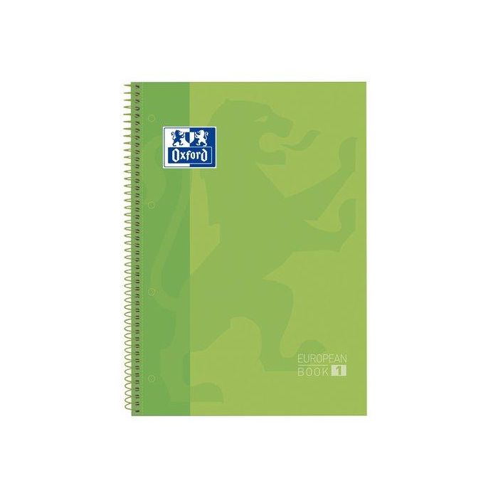 Bloc Oxford School Eu.Book 1 Micro.Tapa Extra A4+ 80H Cuadric.5X5 90G Verde Fluo 5 unidades