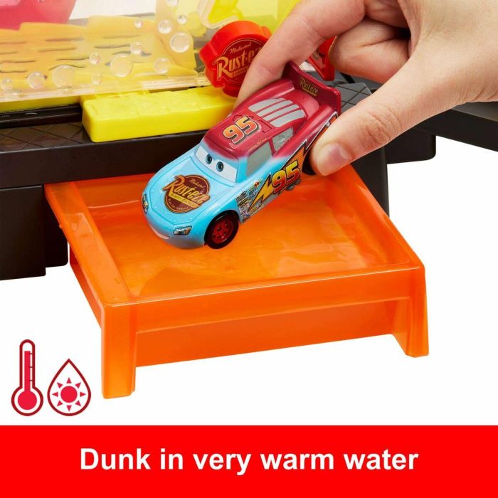 MATTEL Pista Túnel de Lavado Disney Cars con Rayo McQueen de Juguete y Función Cambio de Color 50,8cm 12