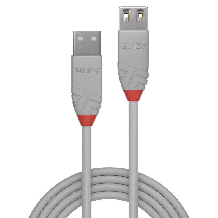Lindy Anthra Line Cable Extensión USB 2.0 Tipo A 3m, Gris, Doble Blindaje, Contactos Dorados, 480Mbps 1 Lindy Anthra Line Cable Extensión USB 2.0 Tipo A 3m, Gris, Doble Blindaje, Contactos Dorados, 480Mbps 1