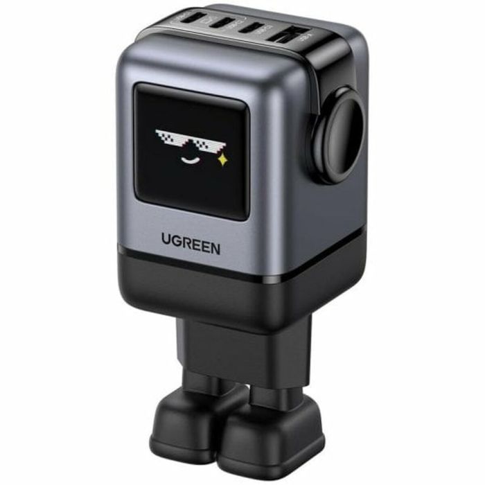 Ugreen 45515B Cargador Rápido 100W GaN 4 Puertos USB-C y USB-A con Pantalla TFT Inteligente para Móviles y Portátiles