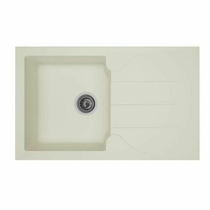 STRADOUR Fregadero de cocina empotrado 1 recipiente + 1 escurridor de Aloa - Resina - 81 x 50 cm - Blanco