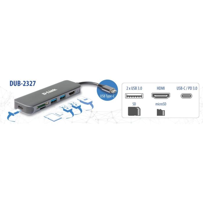 D-Link Docking USB Tipo C con 2 puertos USB 3.2 Gen 1, HDMI 1.4, lector de tarjetas, 4K Ultra HD, compatible con Windows y Mac OS 2 D-Link Docking USB Tipo C con 2 puertos USB 3.2 Gen 1, HDMI 1.4, lector de tarjetas, 4K Ultra HD, compatible con Windows y Mac OS 2