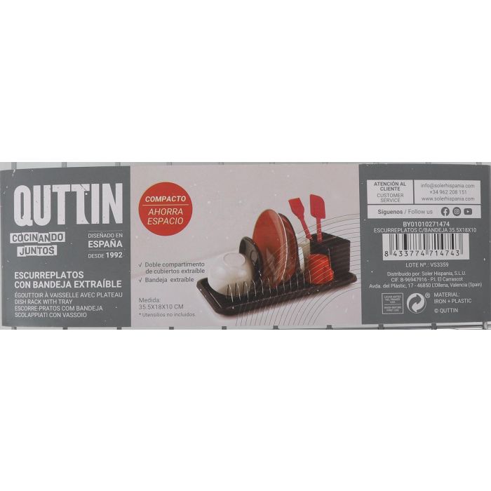 Escurreplatos con bandeja Quttin 35.5 x 18 x 10 cm (12 Unidades) 9 Escurreplatos con bandeja Quttin 35.5 x 18 x 10 cm (12 Unidades) 9