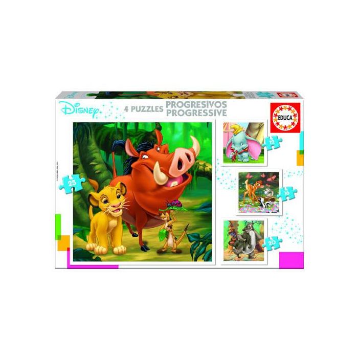 Educa Puzzles Progresivos Disney Dumbo, Bambi, El Rey León 18104