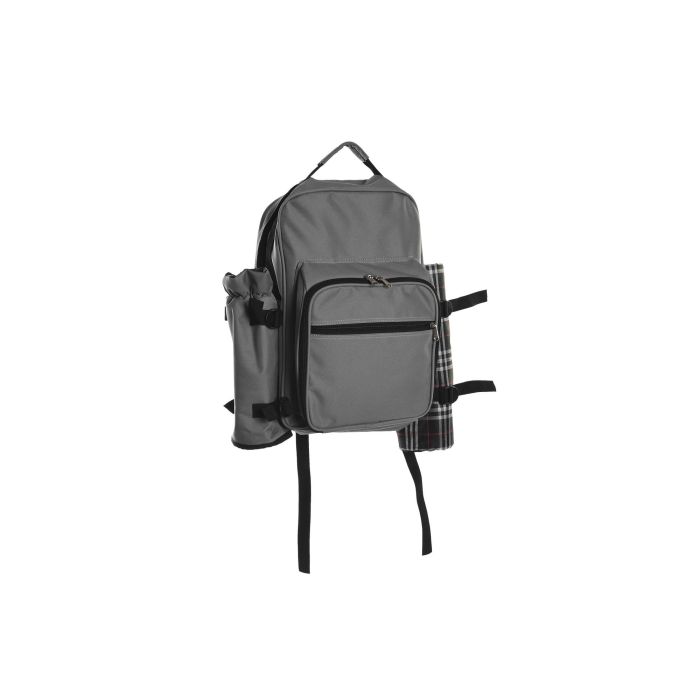 DKD Home Decor Mochila de Picnic para 2 Personas con Manta, Set de 9 Piezas, Poliester Gris Oscuro 20x39x28.5cm 4 DKD Home Decor Mochila de Picnic para 2 Personas con Manta, Set de 9 Piezas, Poliester Gris Oscuro 20x39x28.5cm 4