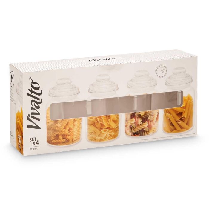 Set 4 Tarro Tapa Vidrio 900Ml Vivalto 46X20CM (8 Unidades) 2 Set 4 Tarro Tapa Vidrio 900Ml Vivalto 46X20CM (8 Unidades) 2