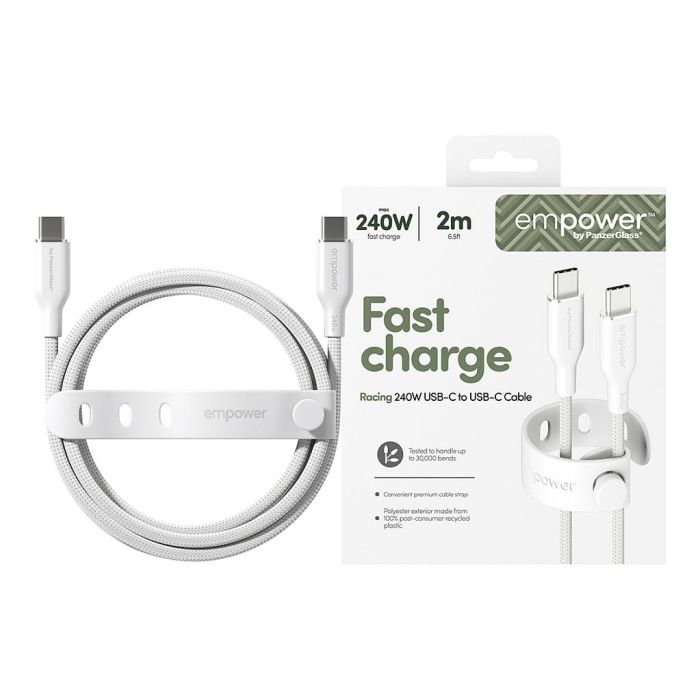 PanzerGlass empower™ Racing Cable USB-C to USB-C 240W 2M USB 2.0 Blanco 1