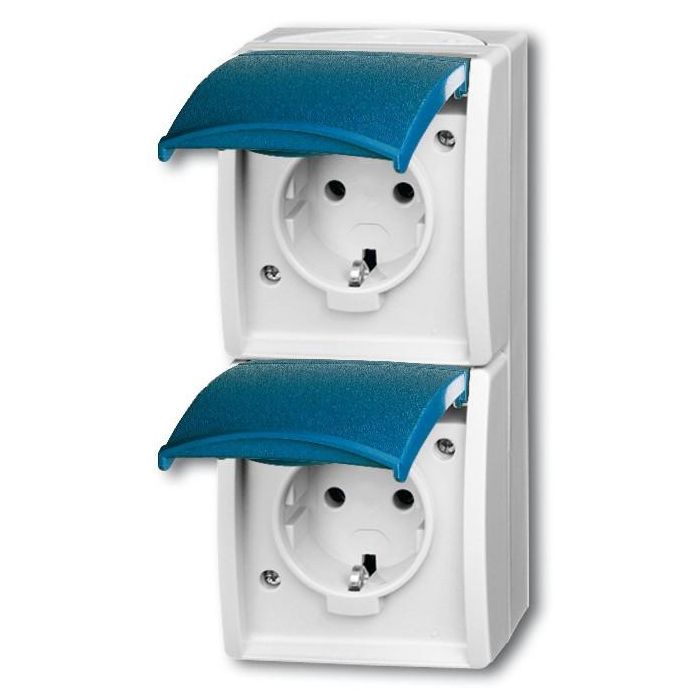 BUSCH JAEGER BJ 20-02EW-53 Steckdose m.Klappdeckel senkrecht 2f ocean IP44 grau/blau 0 BUSCH JAEGER BJ 20-02EW-53 Steckdose m.Klappdeckel senkrecht 2f ocean IP44 grau/blau 0