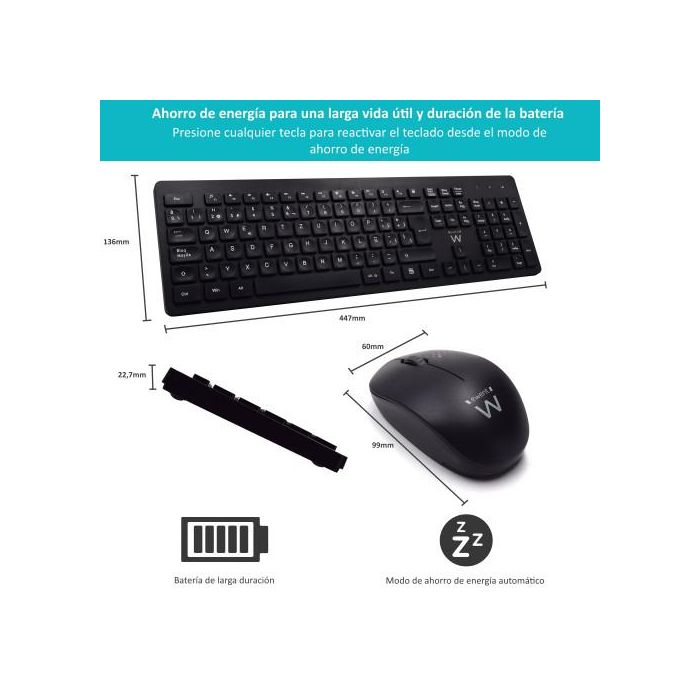 Ewent Teclado Inalámbrico Multimedia EW3256, Diseño Español QWERTY, Tecnología 2.4G, 13 Teclas Multimedia 5