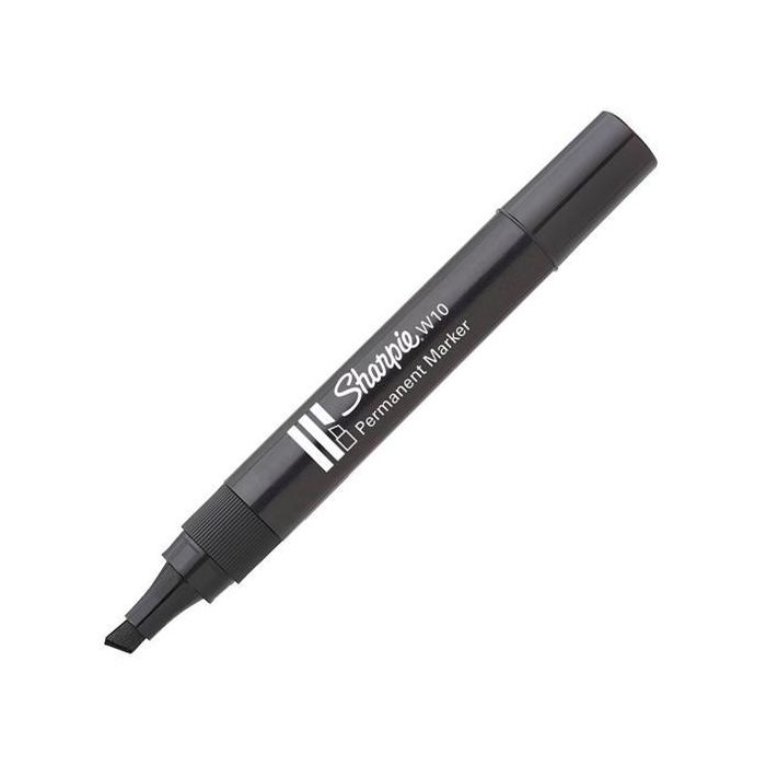 Sharpie Marcador Permanente W10 Punta Biselada Negro Caja 12 Unidades