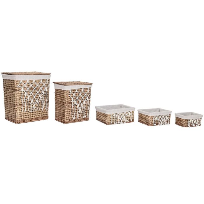 Cesta Ropa Shabby DKD Home Decor Natural Blanco 35 x 55 x 47 cm Set de 5 1