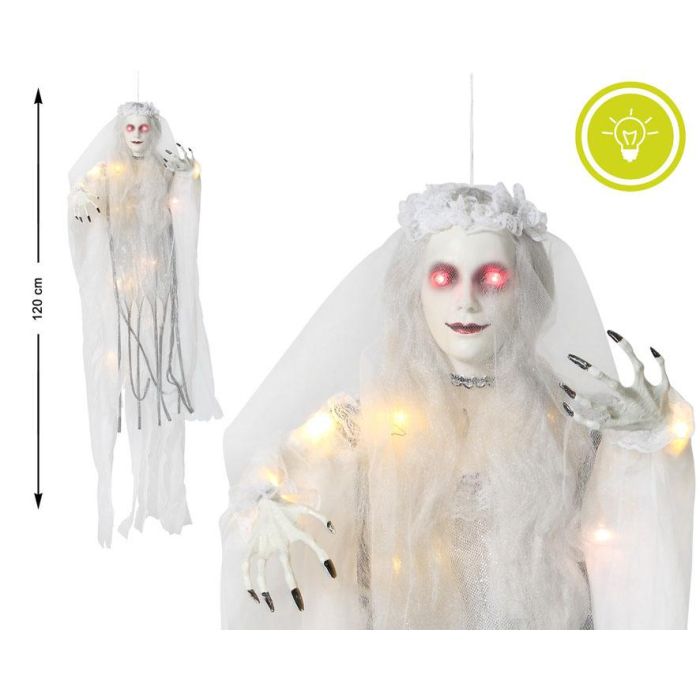 Decoración Colgante Novia 120 cm Con Luz Y Vestido Desgarrado