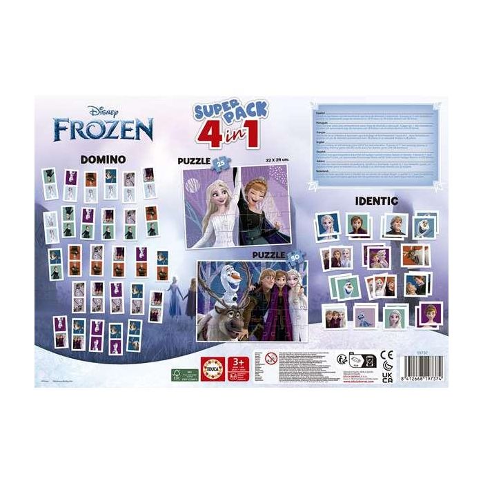 Educa Superpack 4 en 1 Frozen: Domino, Puzzle 25, Puzzle 50 e Identiti para Niños a partir de 3 años 2