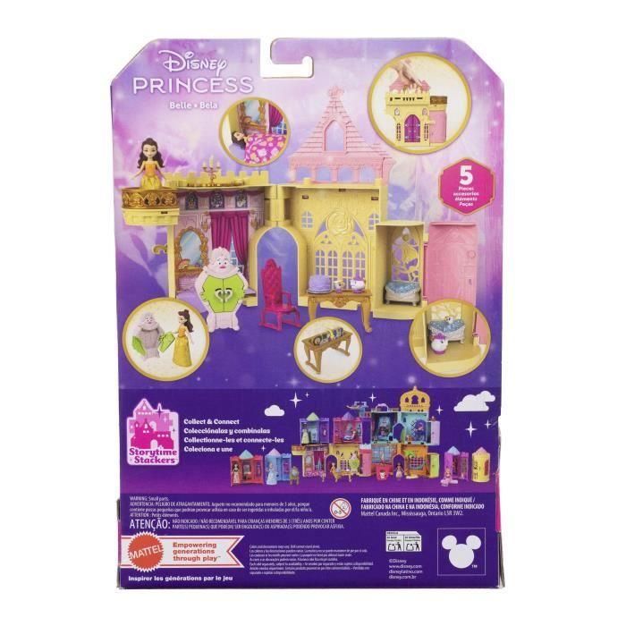 Mattel Jdp54 Castillo de Bella Disney Princess Casa de muñecas con múltiples zonas de juego y 4 figuras La Bella y la Bestia +3 años 3