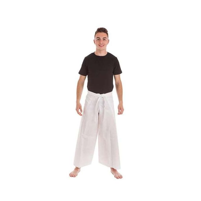 Creaciones Llopis Pantalón de Disfraz Adulto Blanco T-L para Fiestas de Batucada, Camarero o Carnaval Talla L