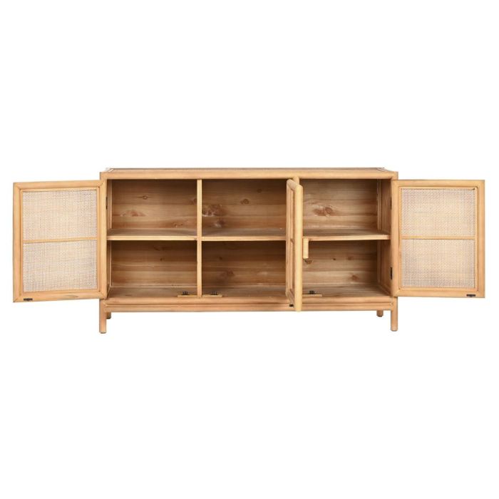 DKD Home Decor Aparador Tropical de Abeto y Ratán Marrón Claro, Acabado Natural, 120x40x65cm con 3 Puertas y 3 Estantes 5 DKD Home Decor Aparador Tropical de Abeto y Ratán Marrón Claro, Acabado Natural, 120x40x65cm con 3 Puertas y 3 Estantes 5