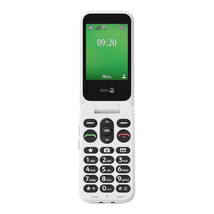 Doro Leva E22 LTE - Teléfono Móvil Básico con Concha, Pantalla 2.8", Cámara 0.3 MP, 4G, Batería 1150 mAh, Negro y Blanco