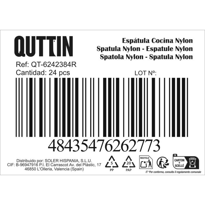 Quttin Espátula Cocina Nylon Negra 31 x 8.5 x 6 cm 1