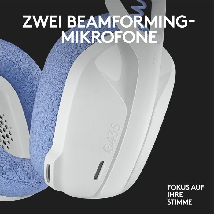 Logitech Auriculares G435 Gaming Inalámbricos Bluetooth/LIGHTSPEED, Sonido Envolvente, Micrófono Integrado, Blanco 4 Logitech Auriculares G435 Gaming Inalámbricos Bluetooth/LIGHTSPEED, Sonido Envolvente, Micrófono Integrado, Blanco 4