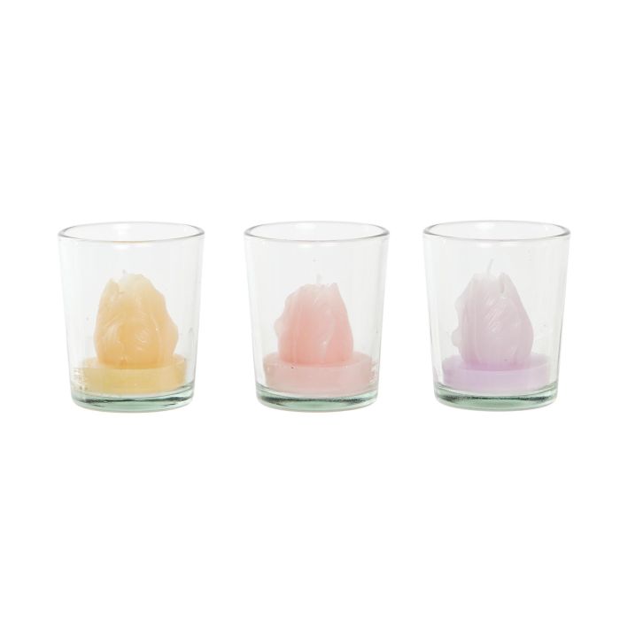 DKD Home Decor Vela Shabby Surtido Colores Amarillo, Lila, Rosa de Cera y Cristal 5x7x5 cm - Pack de 12 Unidades 1