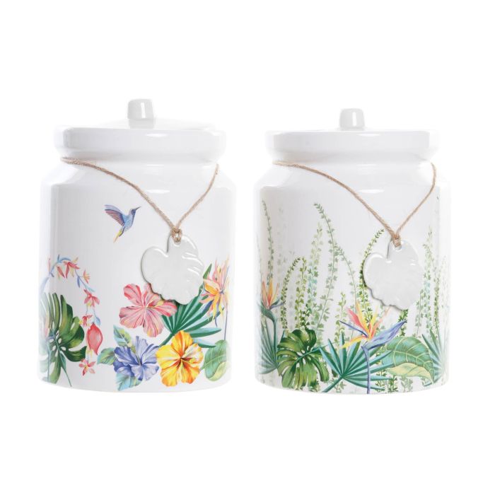 Bote Tropical DKD Home Decor Multicolor 12 x 16 x 12 cm (2 Unidades) Bote Tropical DKD Home Decor Multicolor 12 x 16 x 12 cm (2 Unidades)