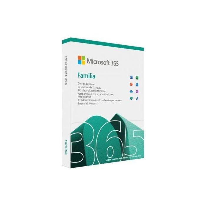 Microsoft EP2-32395 365 Familia - Suscripción 1 Año para 6 Usuarios, 5 Dispositivos (PC, Mac, iOS, Android), 6 TB Almacenamiento Nube