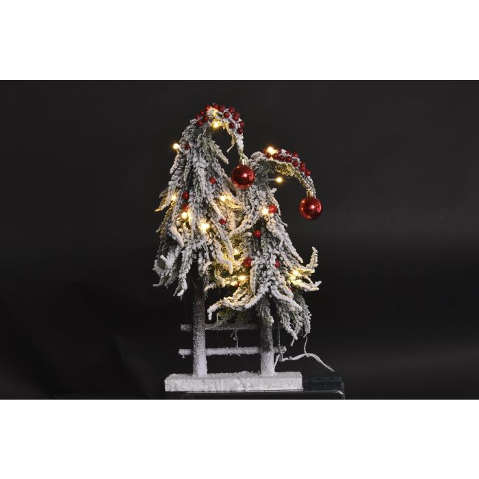 DKD Home Decor Árbol de Navidad Tradicional Blanco, Rosa y Verde, 45x23x10 cm, de PVC y LED (2 Unidades) 1