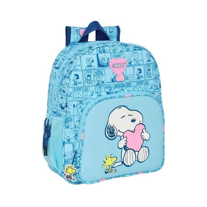 Mochila Escolar Snoopy Love Azul 32 x 38 x 12 cm