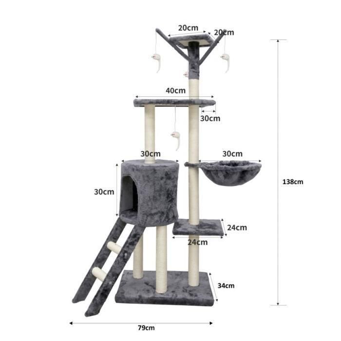 Árbol para gatos JIPSY gris - 79 x 34 x 138 cm - gris 2