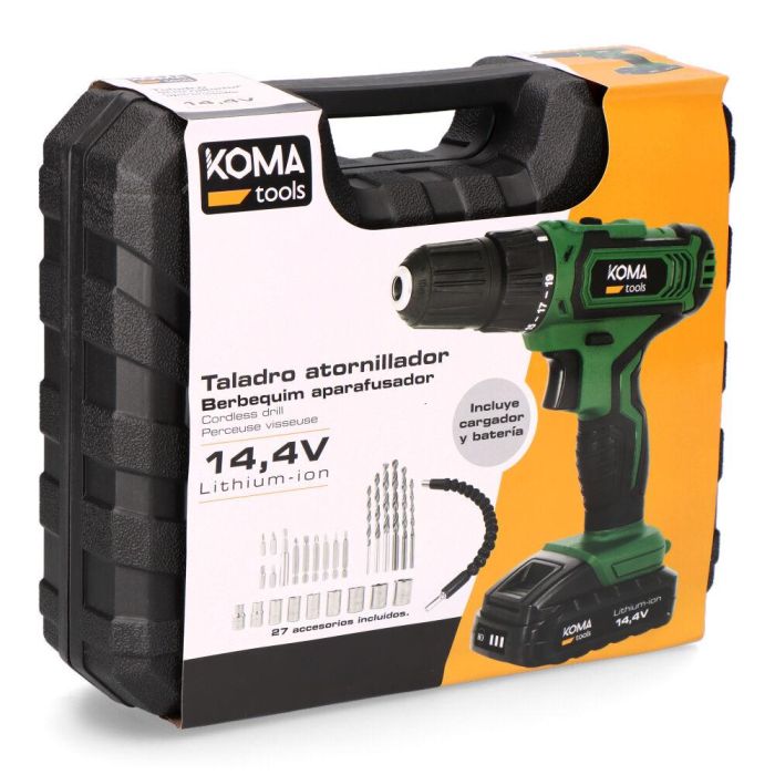 Koma Tools Taladro Atornillador 14.4V con Maletín, Juego de Puntas, Brocas y Luz LED 3 Koma Tools Taladro Atornillador 14.4V con Maletín, Juego de Puntas, Brocas y Luz LED 3
