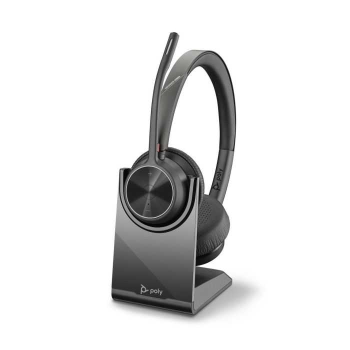 Poly Voyager 4320 UC Auriculares Inalámbricos Bluetooth con Base de Carga USB-C, Micrófono Doble y Cancelación de Ruido para Oficina