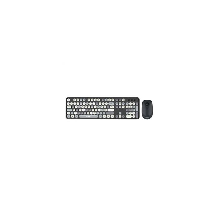 Elbe PTR-105 Pack Teclado y Ratón Inalámbricos Vintage Tono Gris con Teclado Numérico y Ratón Óptico 4D Elbe PTR-105 Pack Teclado y Ratón Inalámbricos Vintage Tono Gris con Teclado Numérico y Ratón Óptico 4D