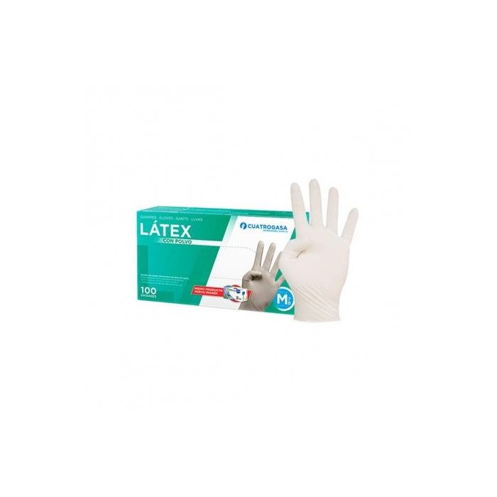 Guantes de látex con polvo, talla M, 100 unidades - Blanco, desechables, ambidiestros Guantes de látex con polvo, talla M, 100 unidades - Blanco, desechables, ambidiestros
