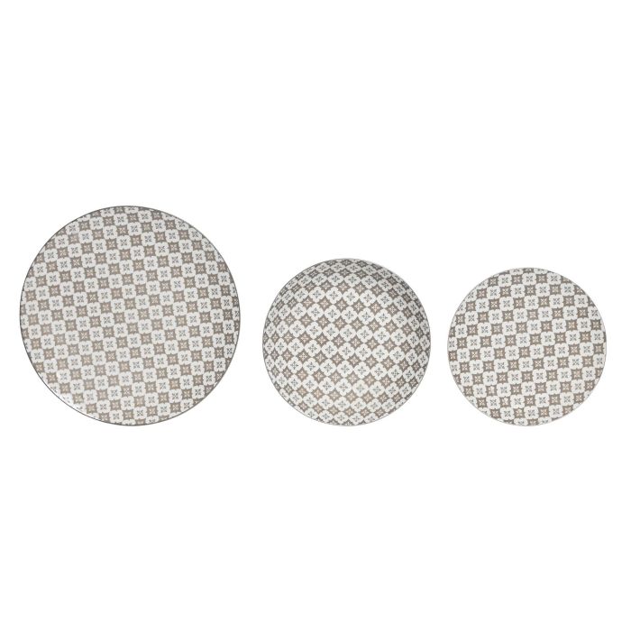 DKD Home Decor Vajilla Beige Porcelana Set de 18 Piezas Apto Microondas y Lavavajillas 27 x 2 x 27 cm 1