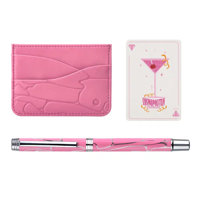 Belius Cocktails Bolígrafo Aluminio Rosa Plateado Tinta Azul Caja Diseño 6