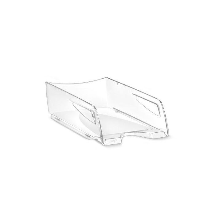 Cep Bandeja de Sobremesa Maxi Transparente de Plástico, Gran Capacidad DIN A4 (hasta 24x32 cm), Apilable, 386x270x115 mm